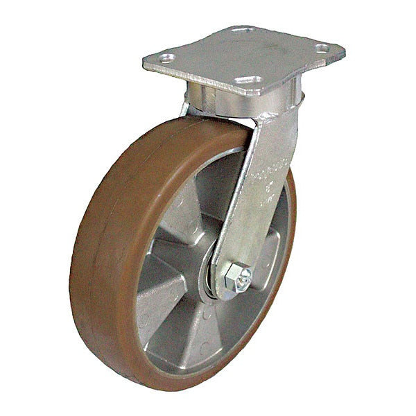 Plate Caster, 1766 lb. Load, Brown Wheel