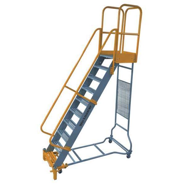 142 in H Steel Rolling Ladder, 10 Steps