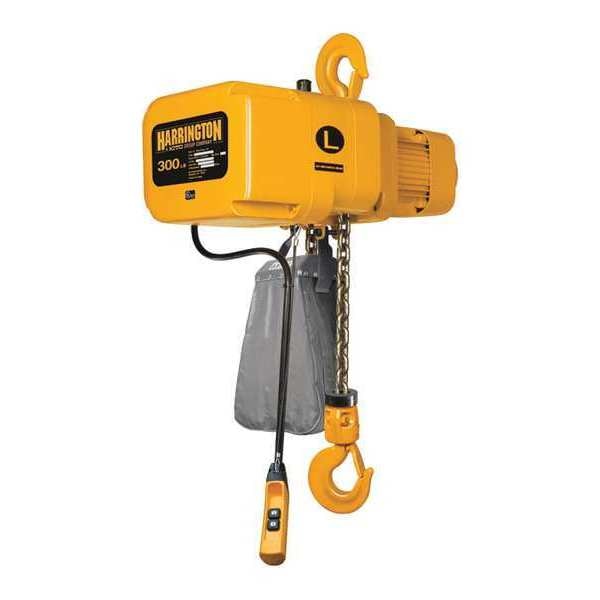 Electric Chain Hoist, 300 lb, 10 ft, Hook Mounted - No Trolley, Yellow