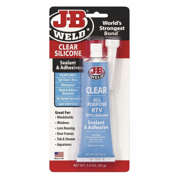 Sealant, 3 oz, Tube, Clear, Silicone Base