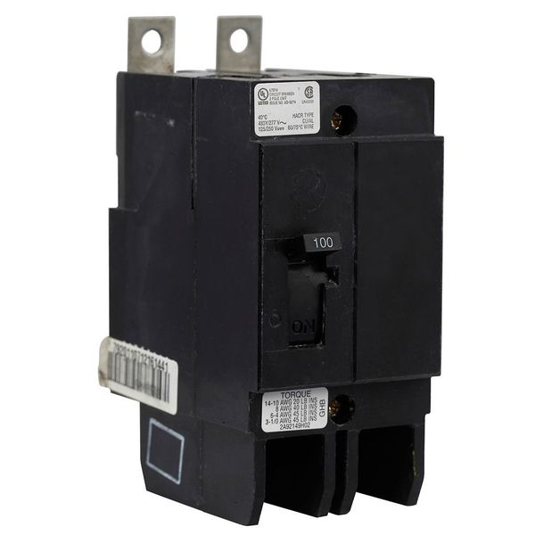 Miniature Circuit Breaker, 100 A, 277/480V AC, 2 Pole, Bolt On Mounting Style, GHB Series