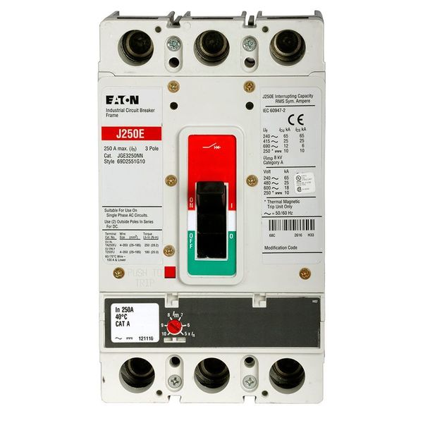 Molded Case Circuit Breaker, 250 A, 600V AC, 3 Pole, Free Standing Mounting Style, JG Series