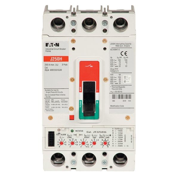 Molded Case Circuit Breaker, 250 A, 600V AC, 3 Pole, Free Standing Mounting Style, JG Series