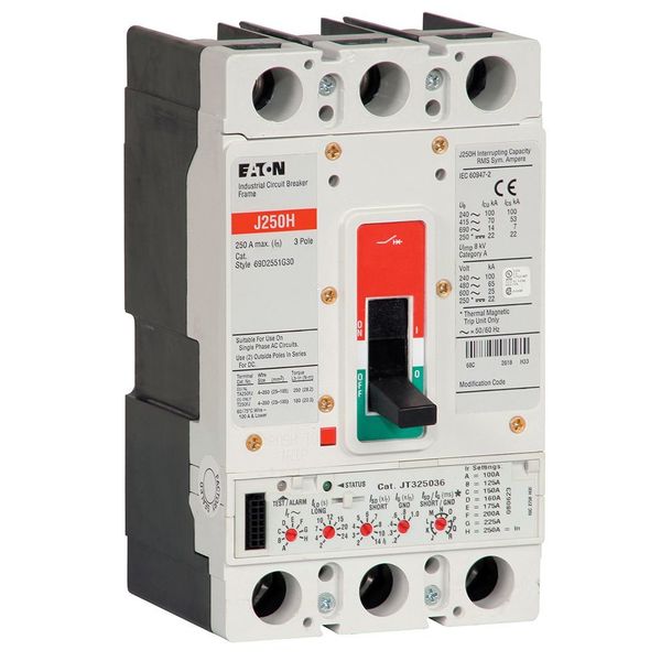 Molded Case Circuit Breaker, 250 A, 600V AC, 3 Pole, Free Standing Mounting Style, JG Series