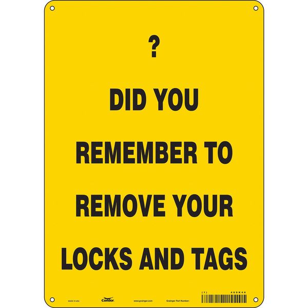 Safety Sign, 14 in Height, 10 in Width, Aluminum, Vertical Rectangle, English, 469K46