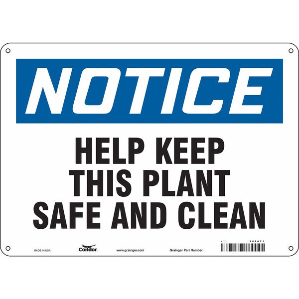 Safety Sign, 10 in Height, 14 in Width, Aluminum, Horizontal Rectangle, English, 469A21
