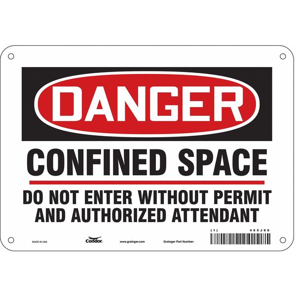 Safety Sign, 7 in Height, 10 in Width, Aluminum, Vertical Rectangle, English, 465J90