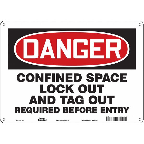 Safety Sign, 10 in Height, 14 in Width, Polyethylene, Horizontal Rectangle, English, 465L78
