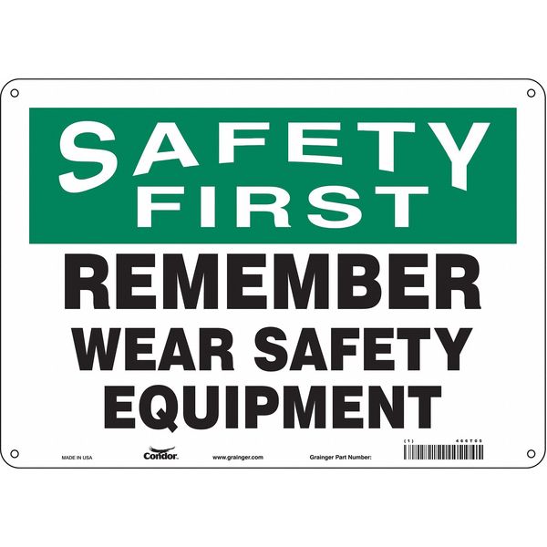 Safety Sign, 10 in Height, 14 in Width, Aluminum, Horizontal Rectangle, English, 466T05