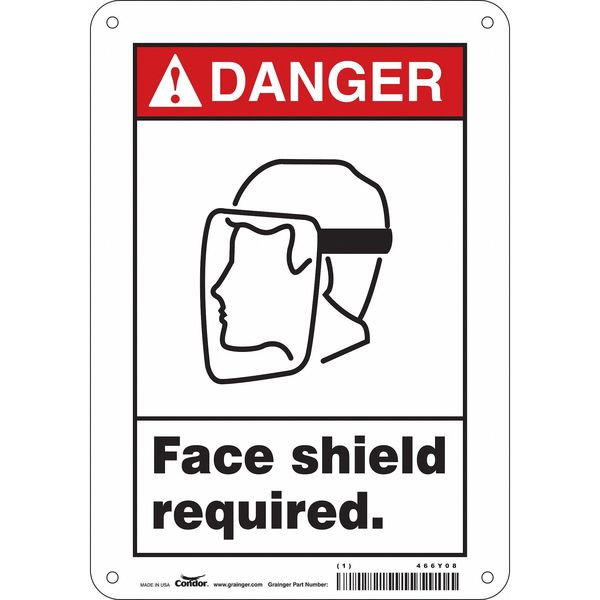 Safety Sign, 10 in Height, 7 in Width, Aluminum, Horizontal Rectangle, English, 466Y08