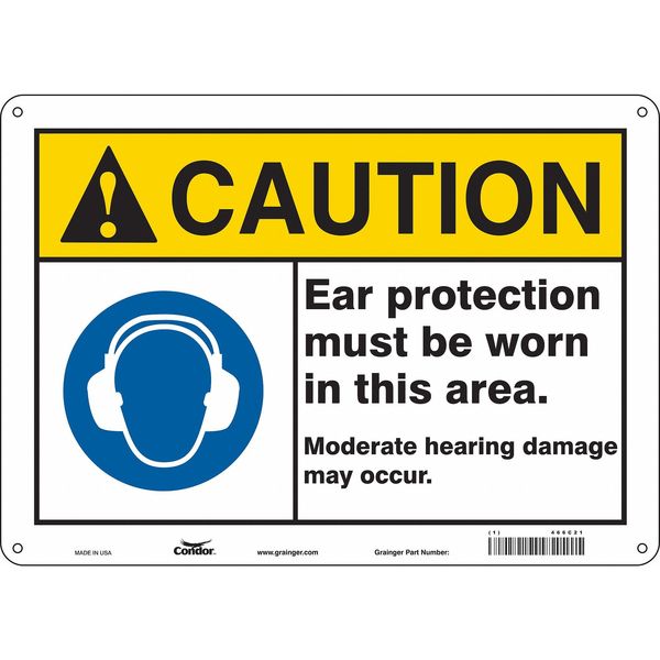 Safety Sign, 10 in Height, 14 in Width, Aluminum, Horizontal Rectangle, English, 466C21