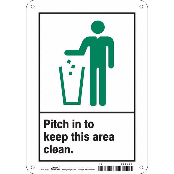 Safety Sign, 10 in Height, 7 in Width, Aluminum, Horizontal Rectangle, English, 468Y97