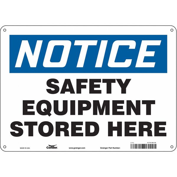 Safety Sign, 10 in Height, 14 in Width, Aluminum, Horizontal Rectangle, English, 479G85