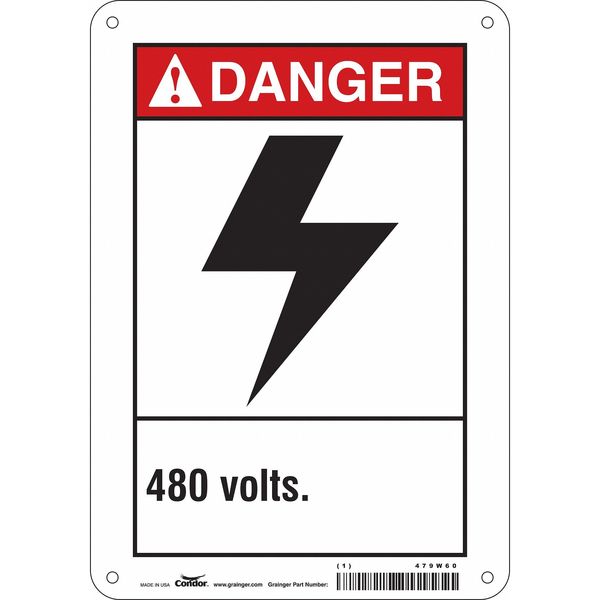Safety Sign, 10 in Height, 7 in Width, Aluminum, Horizontal Rectangle, English, 479W60