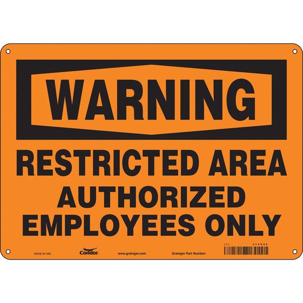 Safety Sign, 10 in Height, 14 in Width, Aluminum, Horizontal Rectangle, English, 472G56