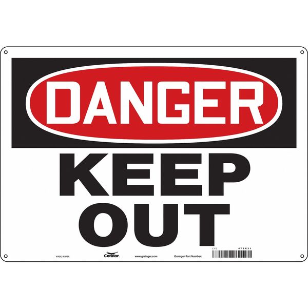Safety Sign, 14 in H, 20 in W, Aluminum, Horizontal Rectangle, English, 472R31