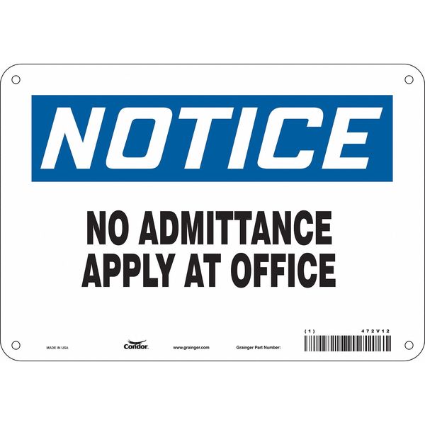 Safety Sign, 7 in Height, 10 in Width, Aluminum, Vertical Rectangle, English, 472V12