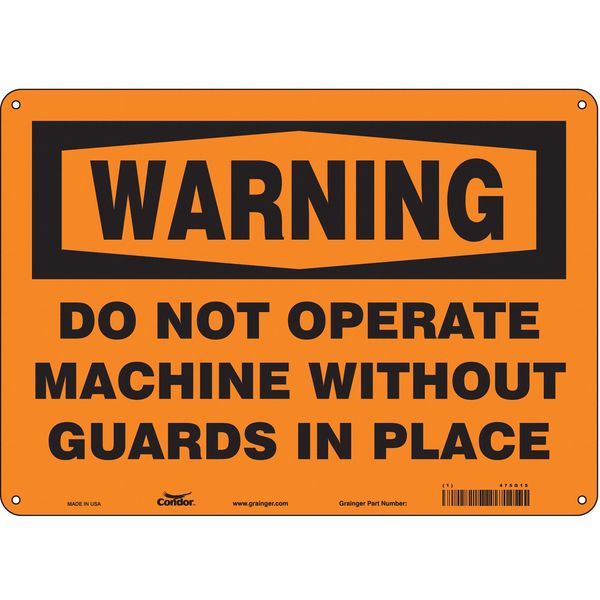 Safety Sign, 10 in Height, 14 in Width, Aluminum, Horizontal Rectangle, English, 475G15