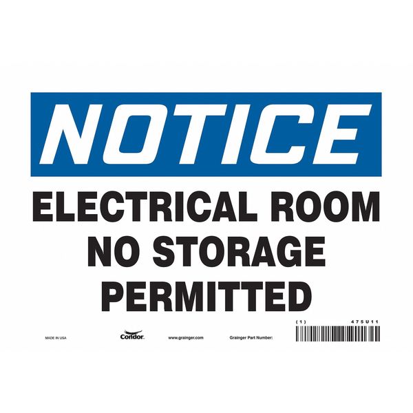 Safety Sign, 7 in Height, 10 in Width, Vinyl, Vertical Rectangle, English, 475U11