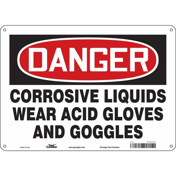 Safety Sign, 10 in Height, 14 in Width, Aluminum, Horizontal Rectangle, English, 475Y93