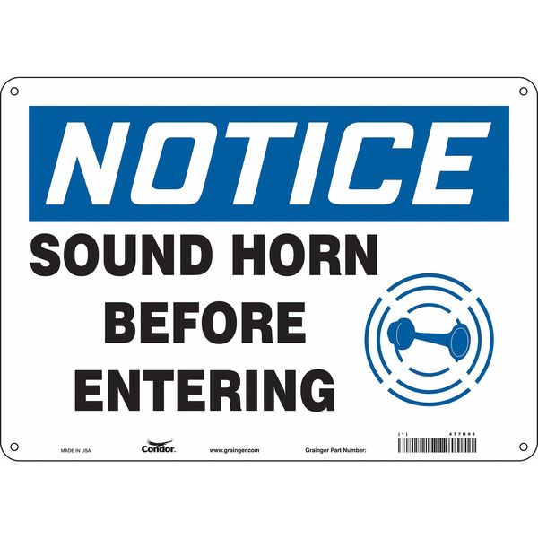 Safety Sign, 10 in Height, 14 in Width, Aluminum, Horizontal Rectangle, English, 477H98