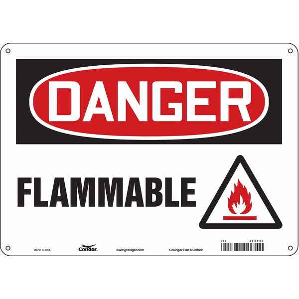 Danger Sign, 10 in H, 14 in W, Horizontal Rectangle, English, 478F53