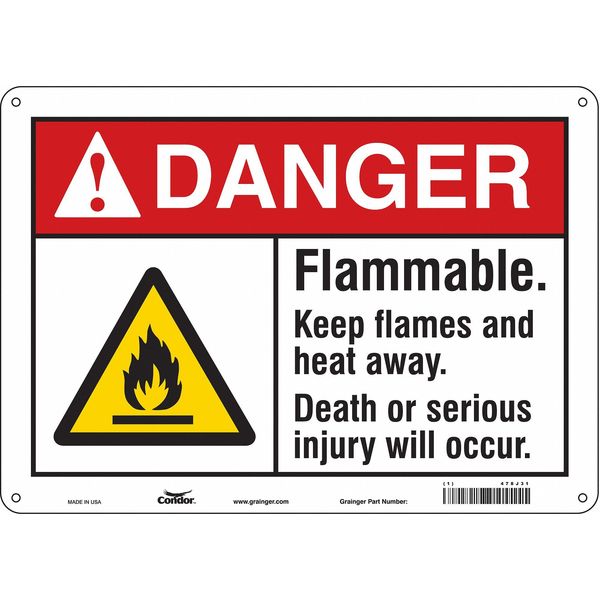 Danger Sign, 10 in H, 14 in W, Horizontal Rectangle, English, 478J31