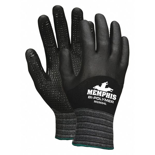 Bi-Polymer/Nitrile Coated Gloves, 3/4 Dip Coverage, Black/Gray, M, 12PK