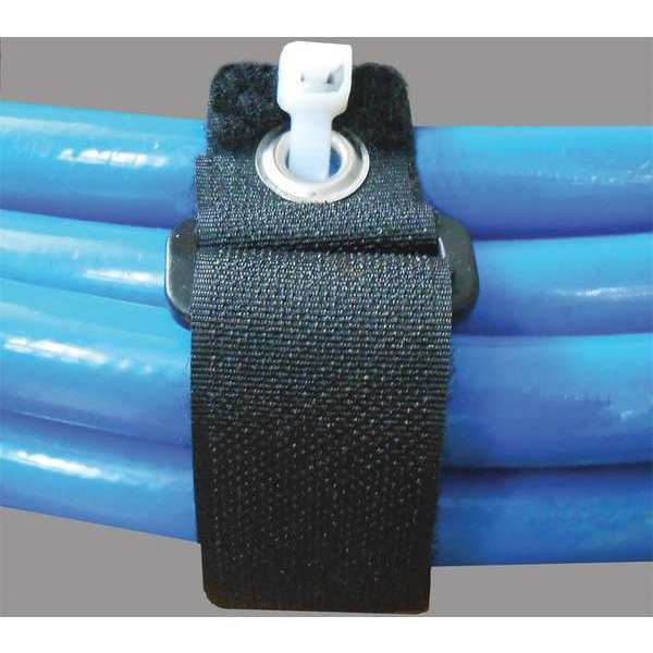 Back-to-Back Strap, No Adhesive, 8 in, 1 in Wd, Black, 10 PK