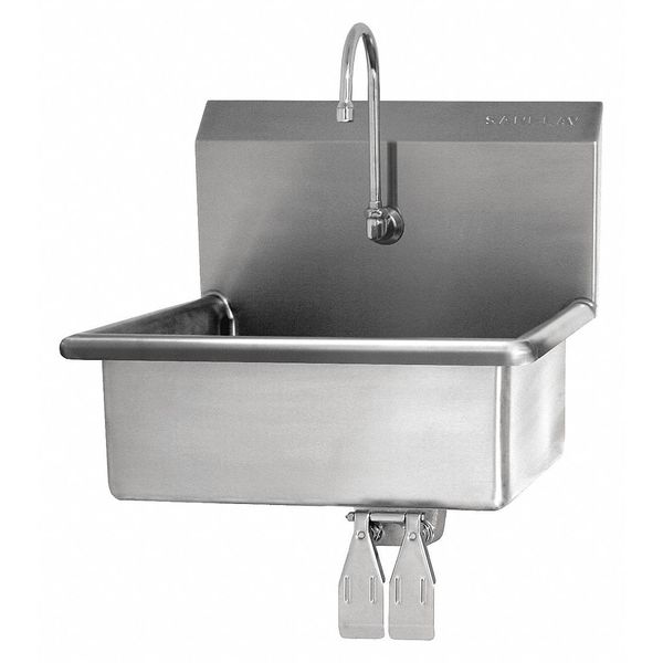 Hand Sink, Wall, Faucet, 23inL, 9in Bowl D