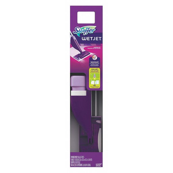 5-13/32 in Flat Spray Mop, 18-55/64 oz Dry Wt, Hook-and-Loop Connection, Purple, Cellulose, PK2