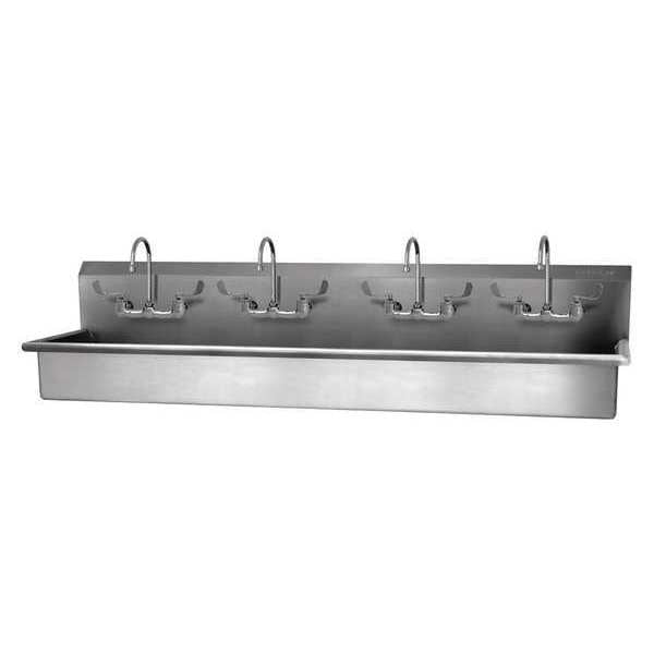 Wall Mount, 8 Hole, Wrist Blade Handles, Stainless, Wash Station