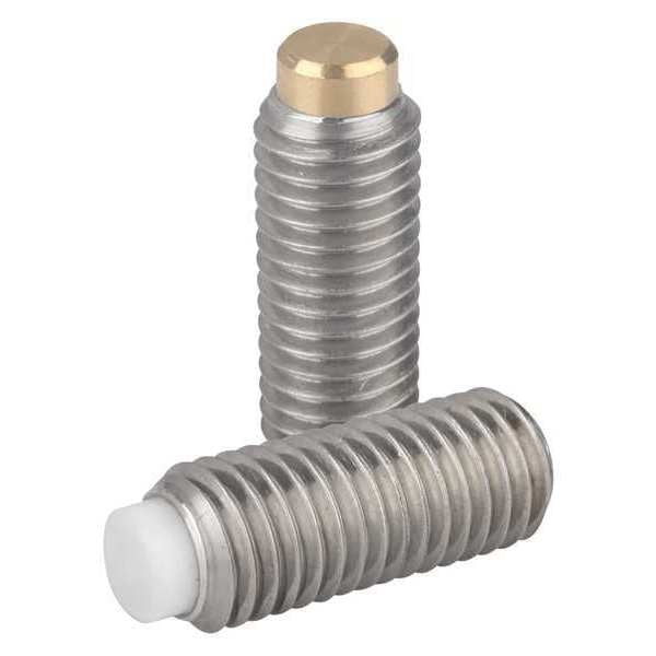 Thrust Screw M04X16, 5, Sw=2, Stainless Steel Bright, Non-Marring End, Brass.