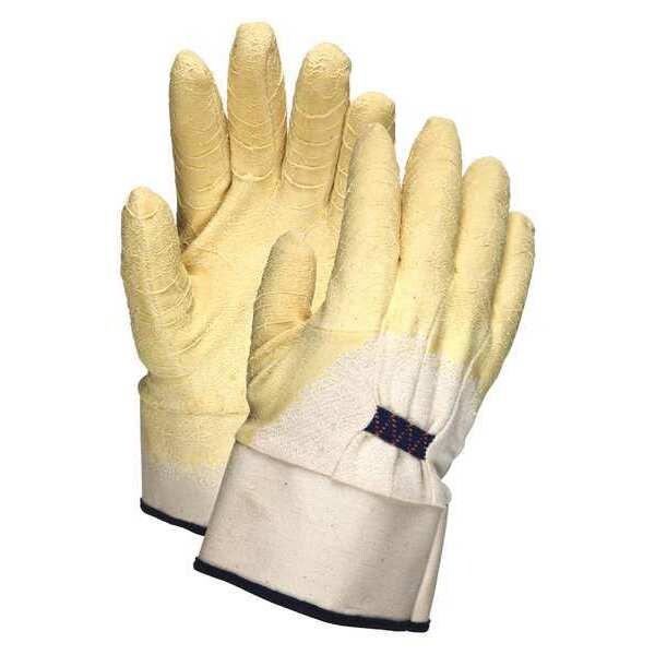 Natural Rubber Latex Coated Gloves, 3/4 Dip Coverage, Natural, L, 12PK