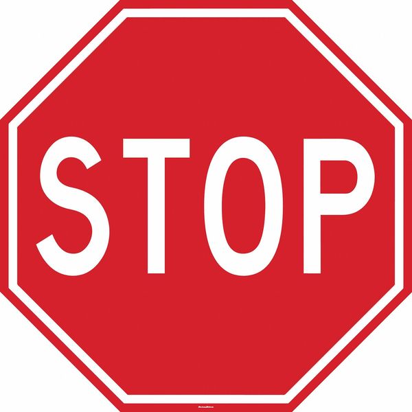 Floor Sign, 24 in H, 24 in W, Vinyl, Octagon, English, FS-24OCT-614