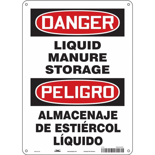 Safety Sign, 14 in Height, 10 in Width, Aluminum, Vertical Rectangle, English, Spanish, 486A99