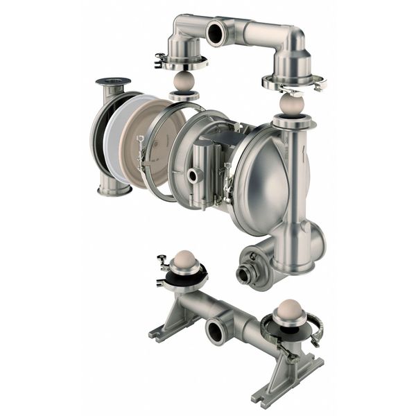 Double Diaphragm Pump, Stainless steel, Air Operated, Santoprene