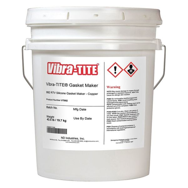 Silicone Gasket Sealant, 4.5 gal, Copper, Temp Range -65 to 700 Degrees F