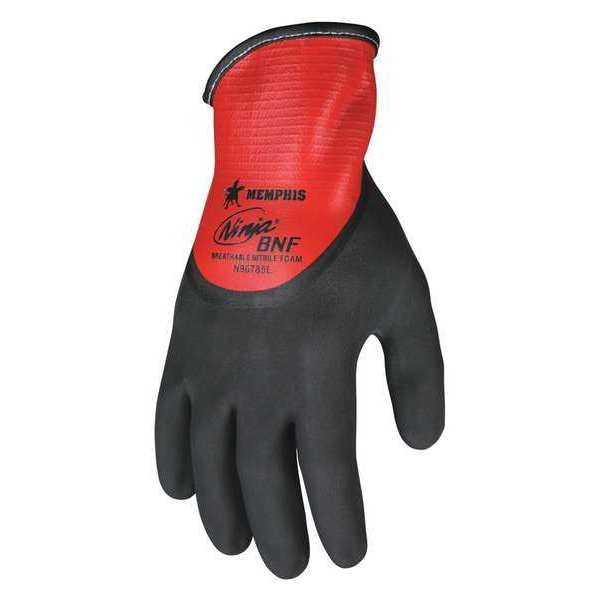 Foam Nitrile Coated Gloves, Full Coverage, Black/Orange, XS, PR