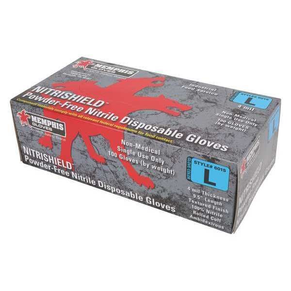 Disposable Industrial/Food Grade Gloves, Nitrile, Powder Free, Blue, 100 PK