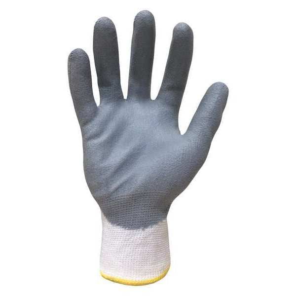 Polyurethane Coated Gloves, Palm Coverage, White/Gray, S, PR