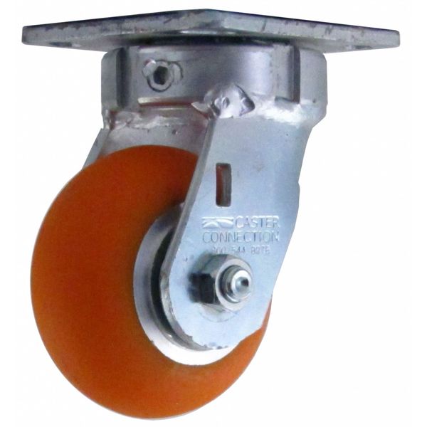 Kingpinless Swivel Plate Caster, Polyurethane, 650 lb.