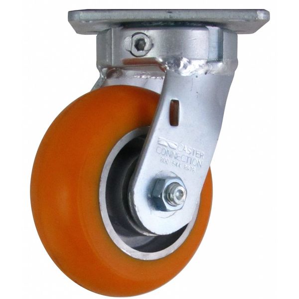 Kingpinless Swivel Plate Caster, Polyurethane, 750 lb.