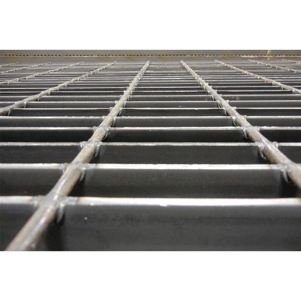 Bar Grating Stair Tread, Galvanized steel Smooth Surface, 30 in W, 9 3/4 in D, Checker Plate