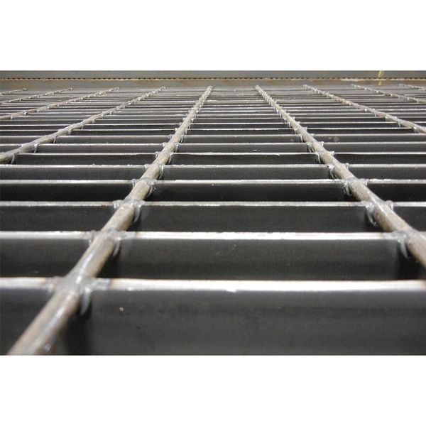 Bar Grating Stair Tread, Galvanized steel Smooth Surface, 30 in W, 10 15/16 in D, Checker Plate