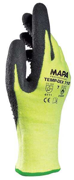 MAPA Nitrile Palm Coated Thermal Gloves, High Temperature, Lightweight, Yellow, Size 7, 1 Pair
