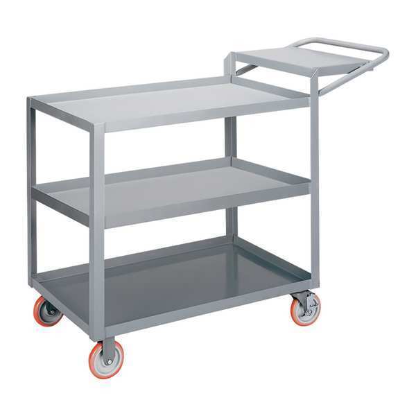 Steel Order-Picking Utility Cart with Lipped Metal Shelves, Flat, 3 Shelves, 1,200 lb