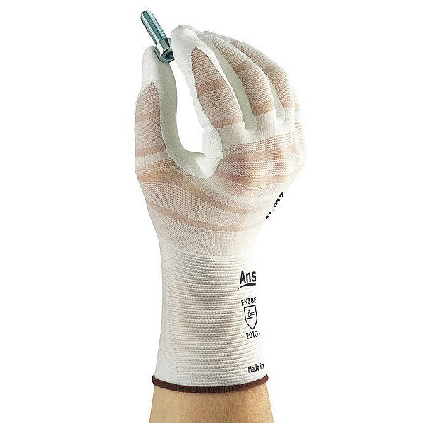 Foam Nitrile Coated Gloves, Palm Coverage, White, 9, PR