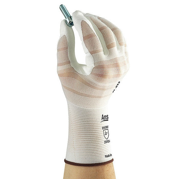 Foam Nitrile Coated Gloves, Palm Coverage, White, 6, PR
