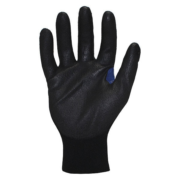 Polyurethane Coated Gloves, Palm Coverage, Black, L, PR